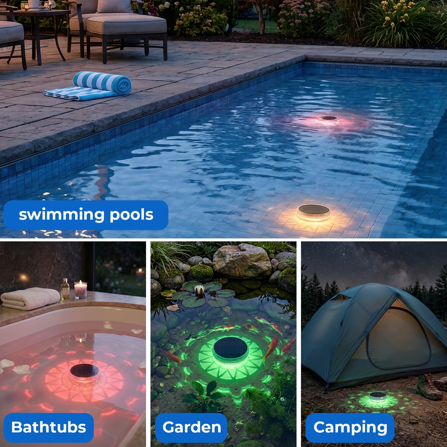 Floating Solar Pool Light with Remote Control - 12 Color Modes Waterproof LED Lamp