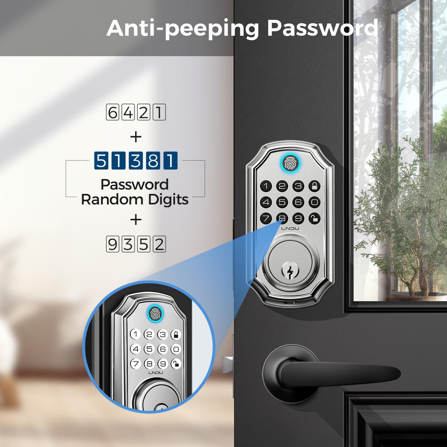Keyless Entry Door Lock with Handle, App Control Front Door Lock Set with Keypad and Auto Lock