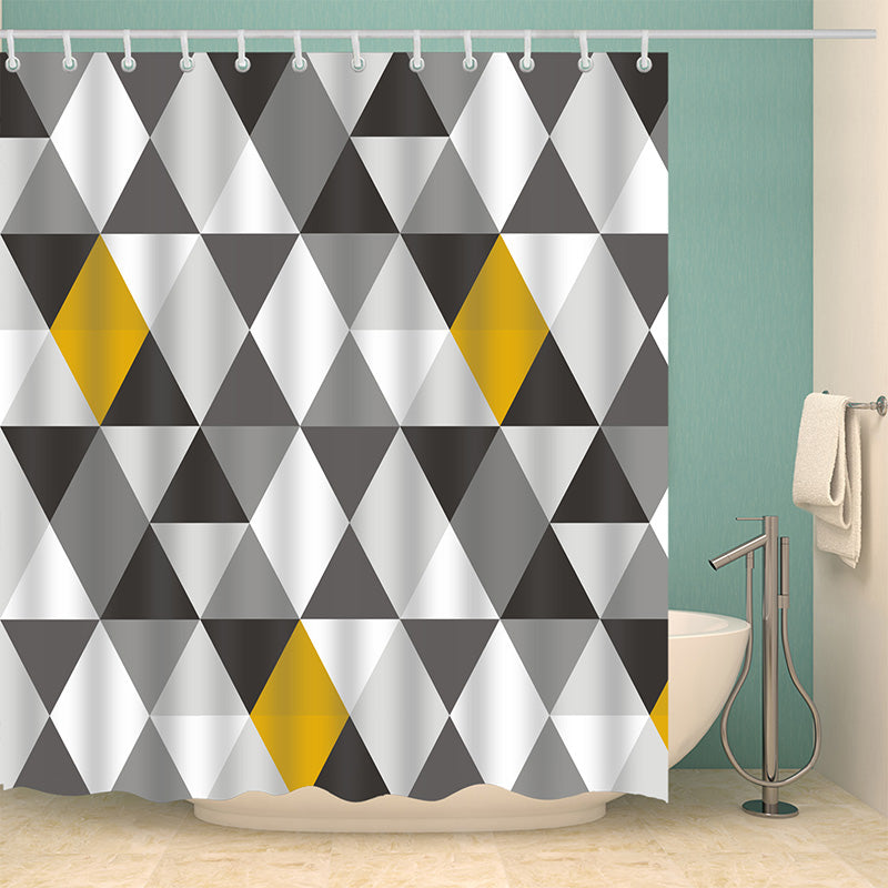 Geometric Digital Print Shower Curtain Modern Bathroom Decor