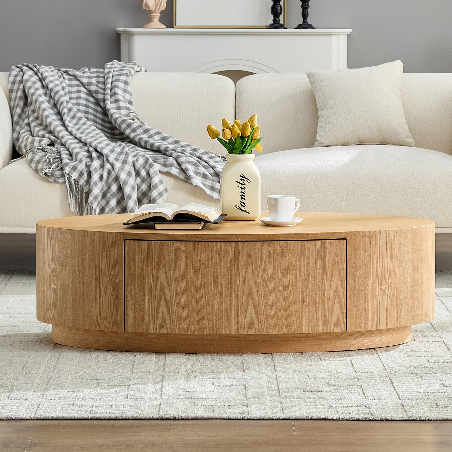 Modern Luxury Oval Coffee Table, Elegant Living Room Accent Piece,No
