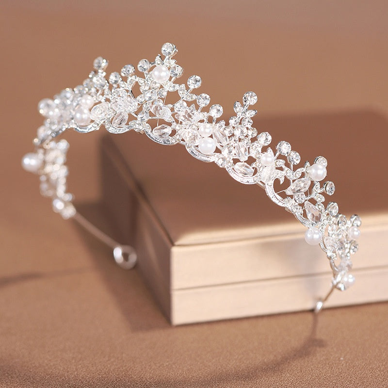 Elegant Handmade Crown Bridal Hair Accessory for Weddings - Silver