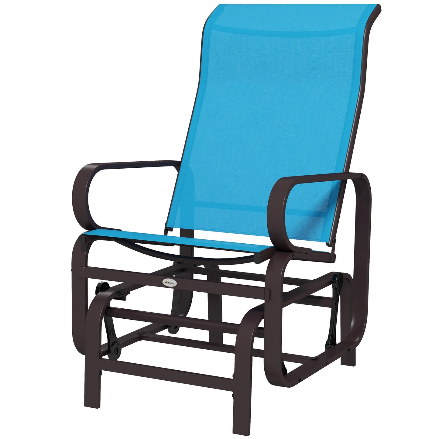 Gliding Lounger Chair - Lightweight Metal & Mesh Construction, Blue