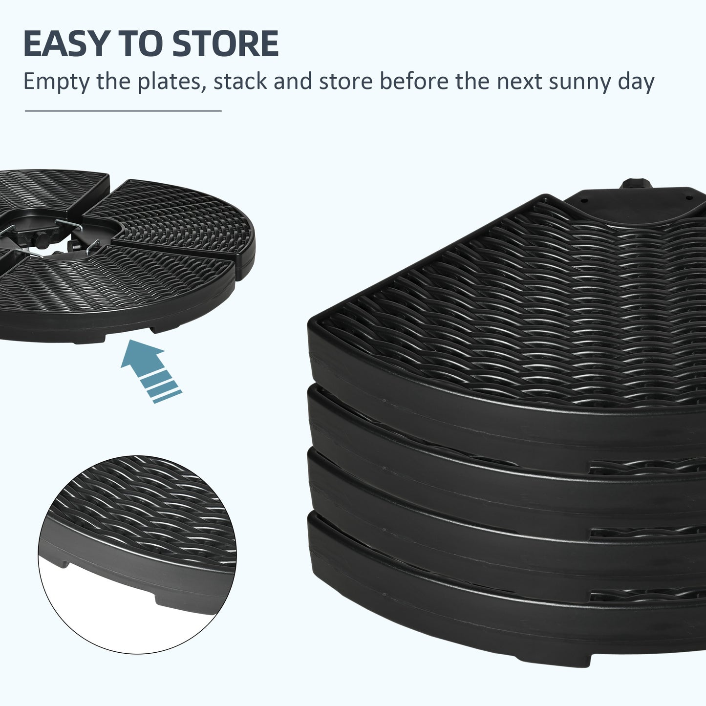 Patio Umbrella Base Weights - 4-Piece Sand or Water Filled, Black