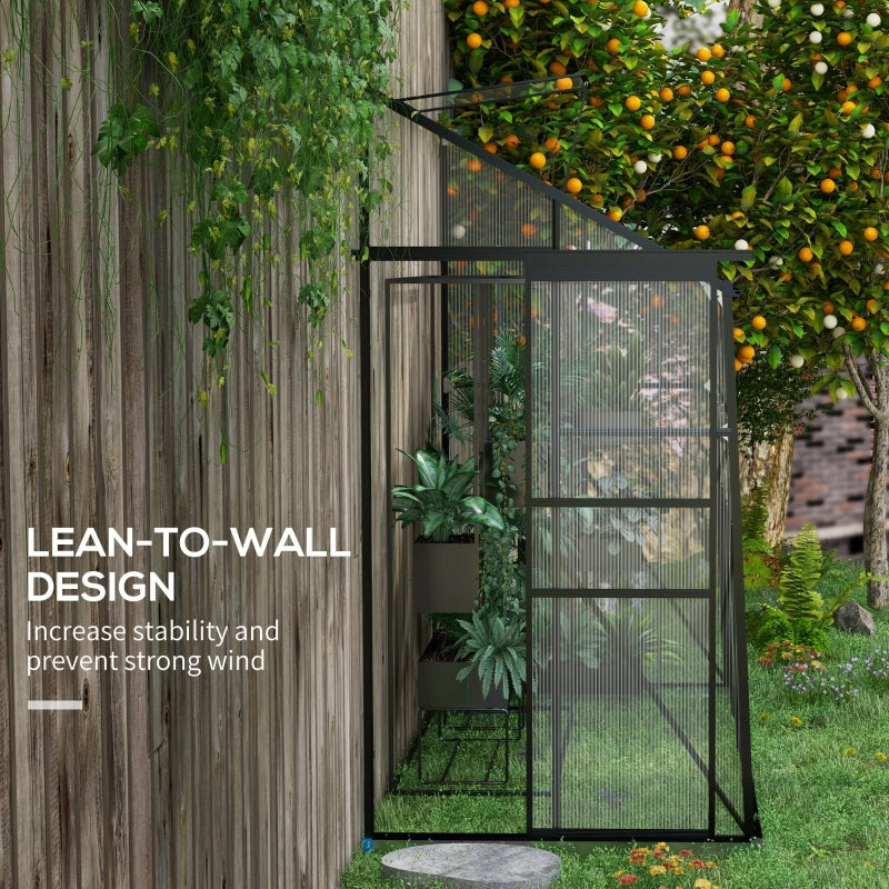 8' x 4' Lean-To Greenhouse with Polycarbonate Panels - Black