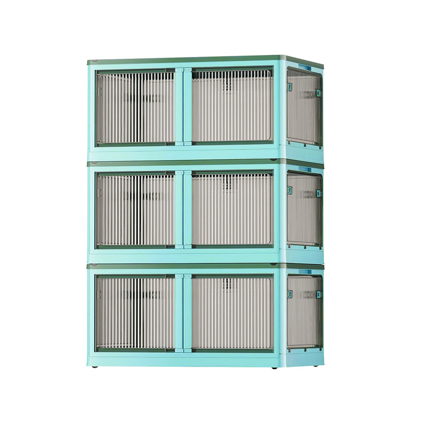3Pcs Foldable Storage Bins With Lid 4 Doors Collapsible Stackable