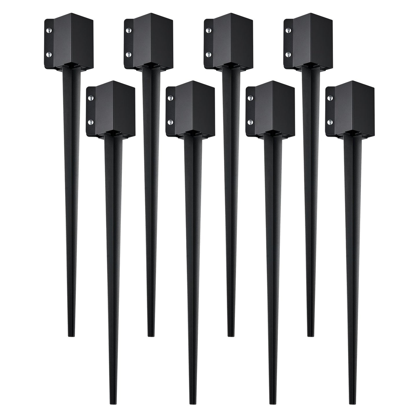Fence Post Ground Anchor Spike - 8 Pack, 36x4x4 Inches, Steel Post Stake for Garden & Railing