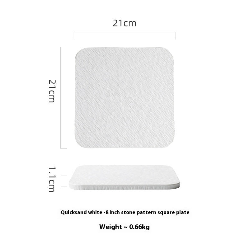 Ceramic Flat Plate Set - Nordic Style Rock Pattern Kitchen Dishware