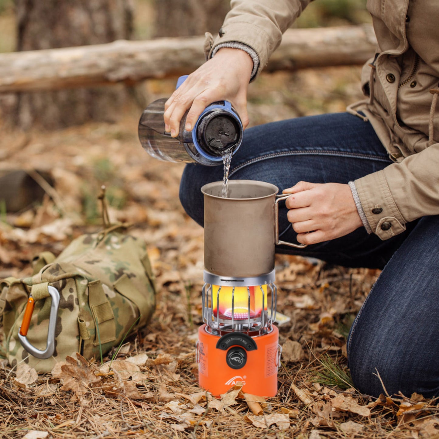 2000W 2-in-1 Portable Camping Stove & Heater - Orange