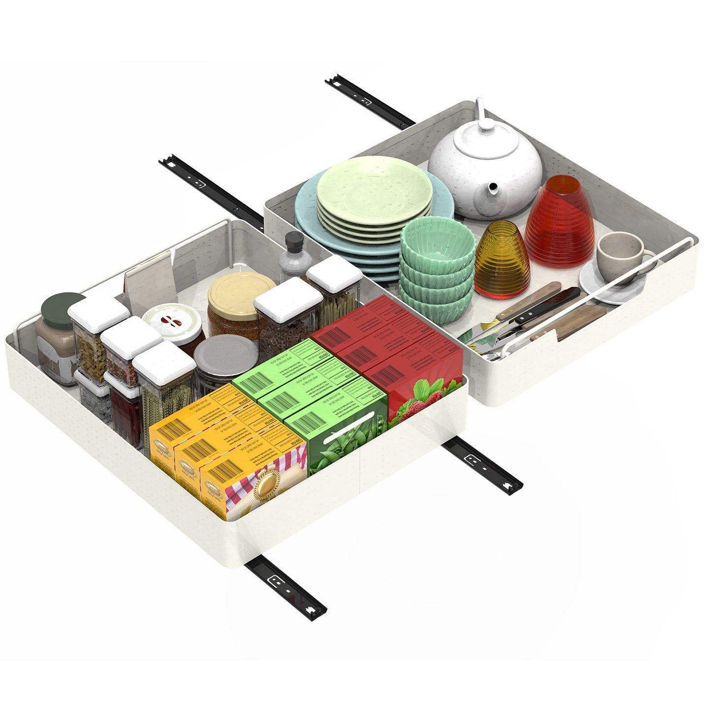 2Pcs Pull Out Cabinet Organizers Sliding Shelf Spice Rack Carbon