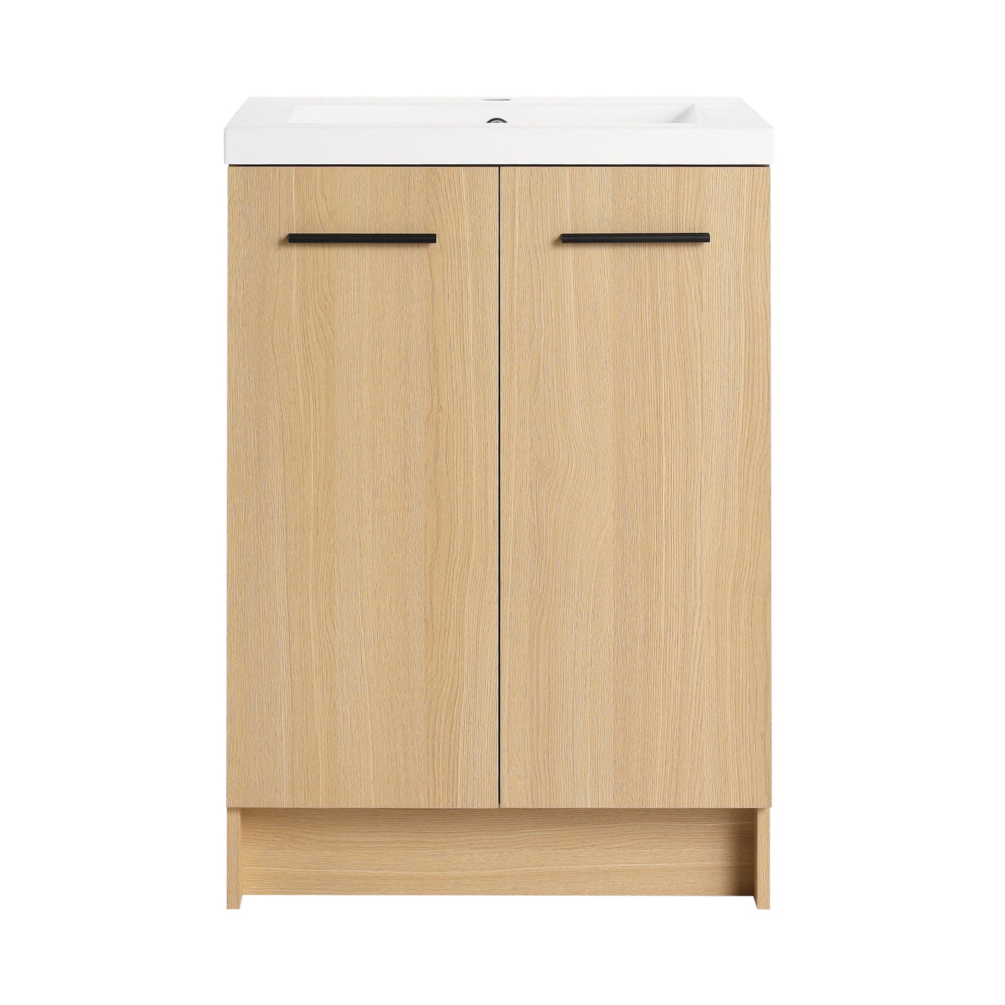 24" Freestanding Bathroom Vanity with Resin Sink - Light Oak