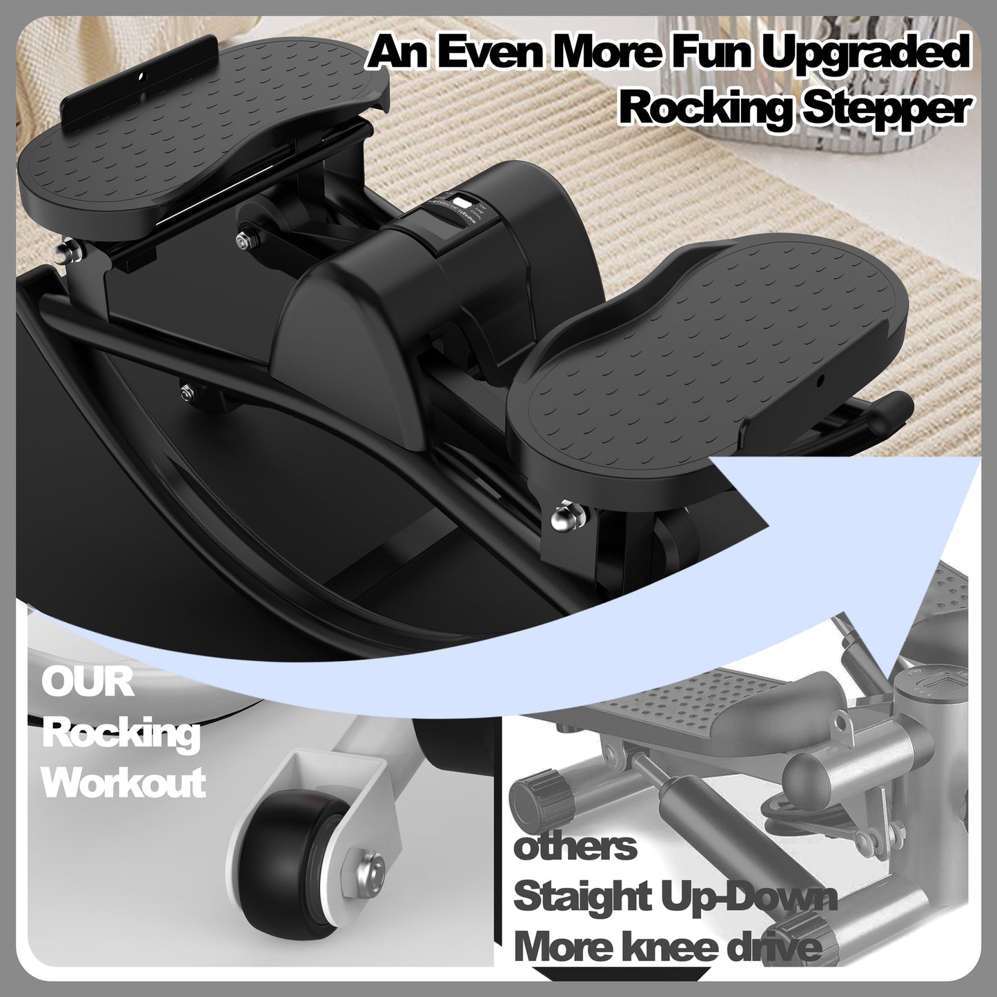 Lateral Stepper Machine with Resistance Bands and LCD Monitor