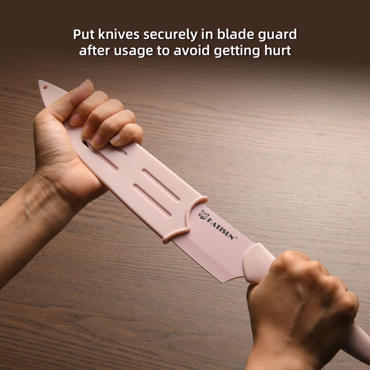 13-Piece Pink Kitchen Knife Set with Sheaths & Scissors