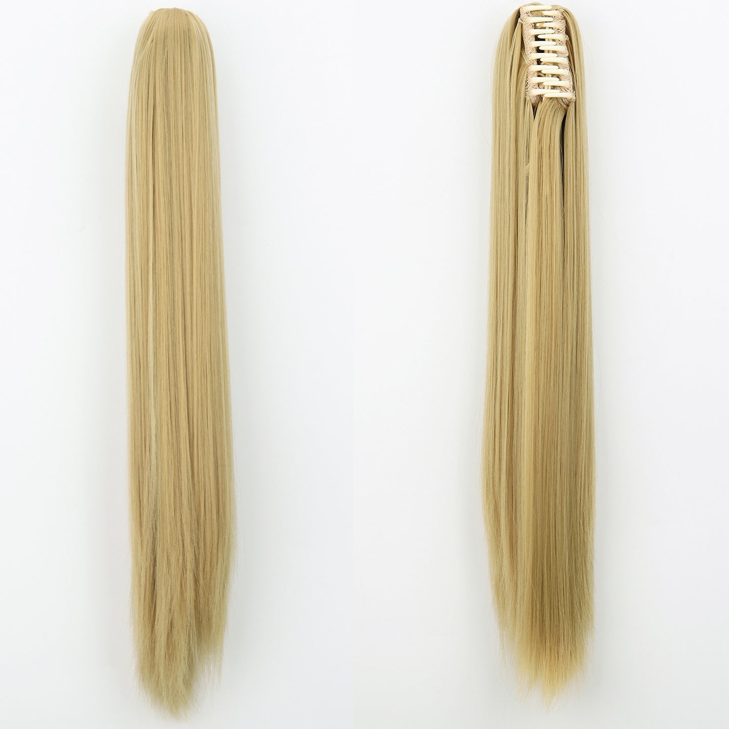 Long Straight Synthetic Wig with Ponytail Claw Clip - Chemical Fiber Hair Extension