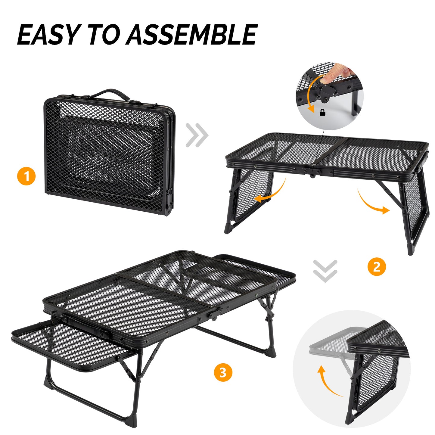 3 Ft Folding Grill Table - Portable Height Adjustable Picnic Table