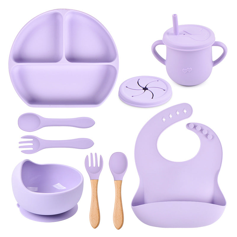 Silicone Solid Color Baby Tableware Set - Child Safe Dinnerware Kit