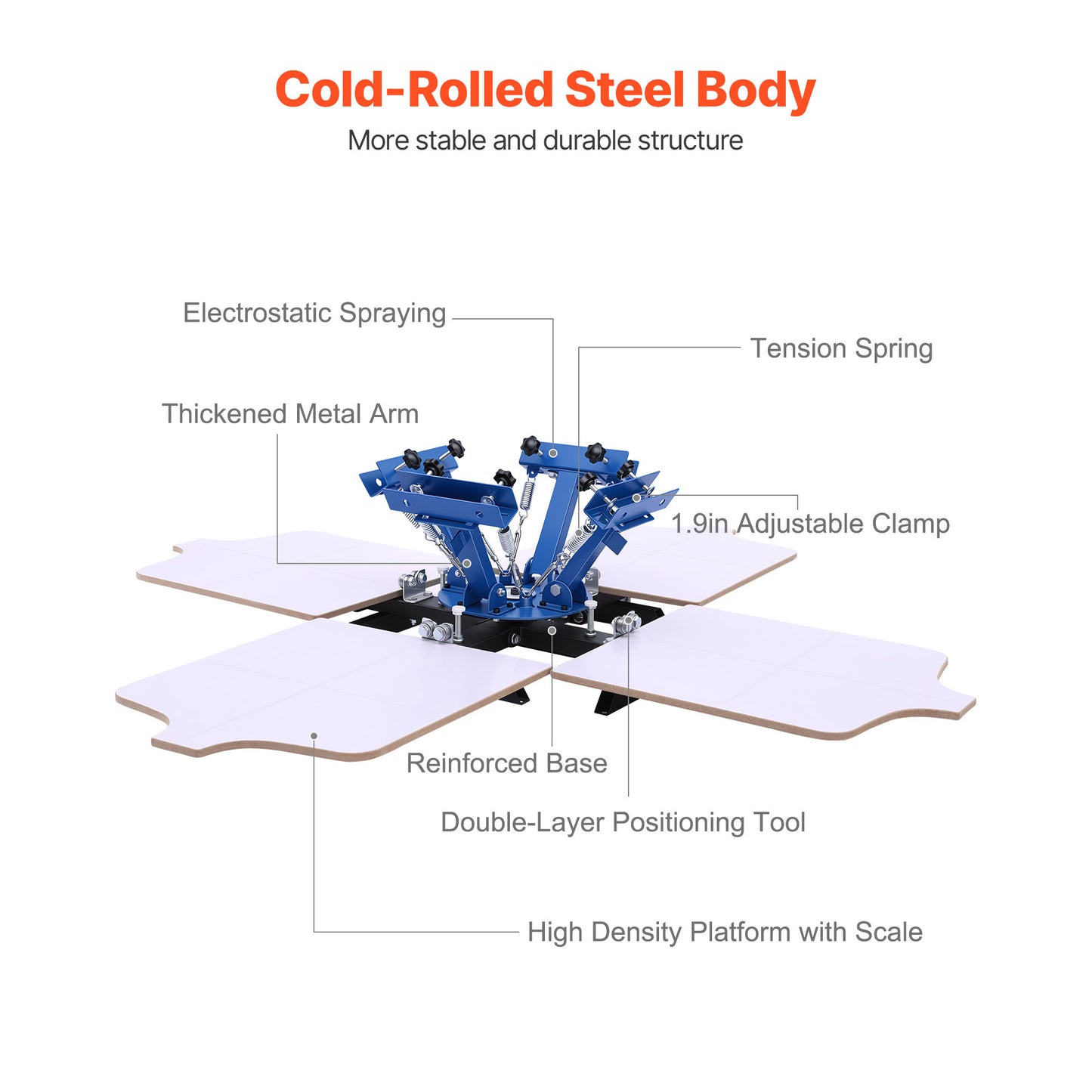 4-Color Screen Printing Machine 21.3x17.7 Inch Rotary Press for T-Shirts DIY & Commercial Use