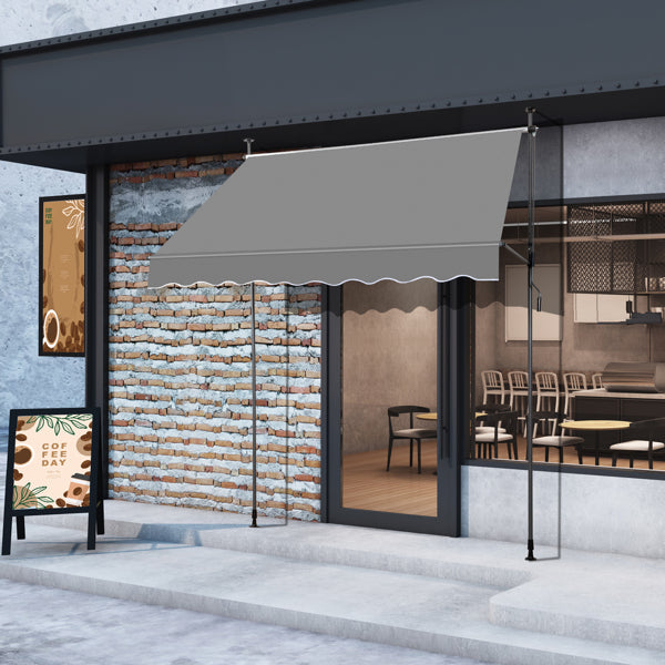 Retractable Canopy Awning - Grey Polyester Shade Shelter