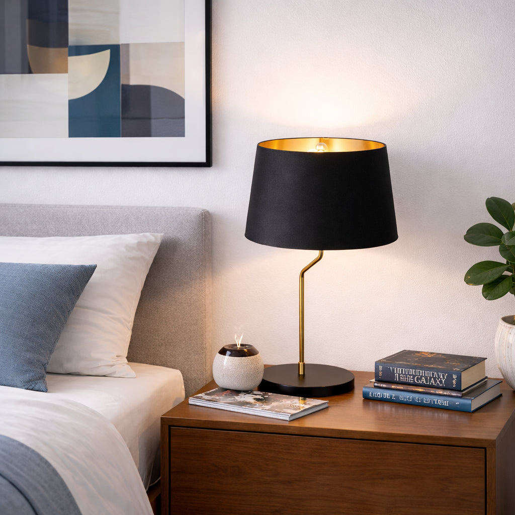 Modern Black and Gold Desk Lamp - Stylish Bedside Lighting