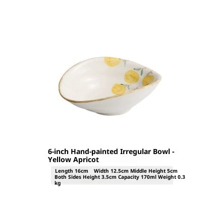 6-Inch Hand-Painted Ceramic Fruit Bowl - Irregular-Shaped Kitchen Decor