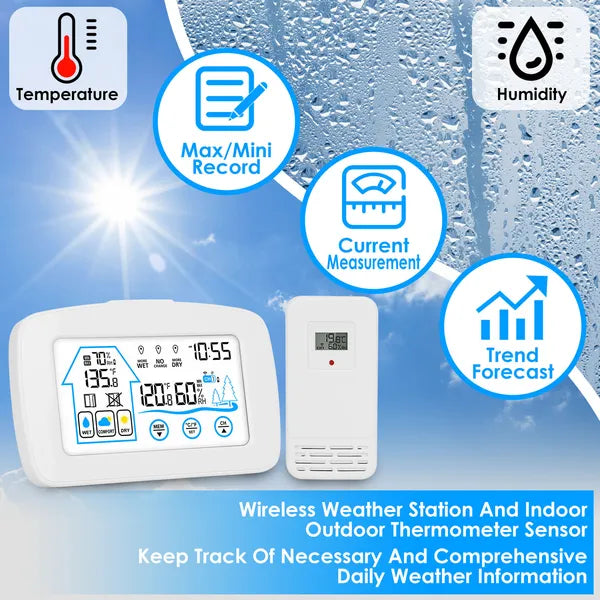 Wireless Weather Station with Temperature & Humidity Monitor - White