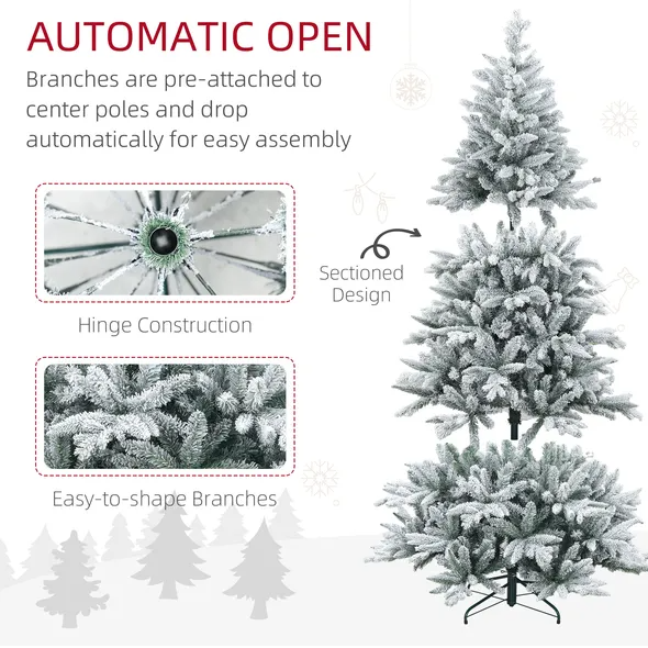7 Ft Snow Flocked Artificial Christmas Tree - Easy Assembly