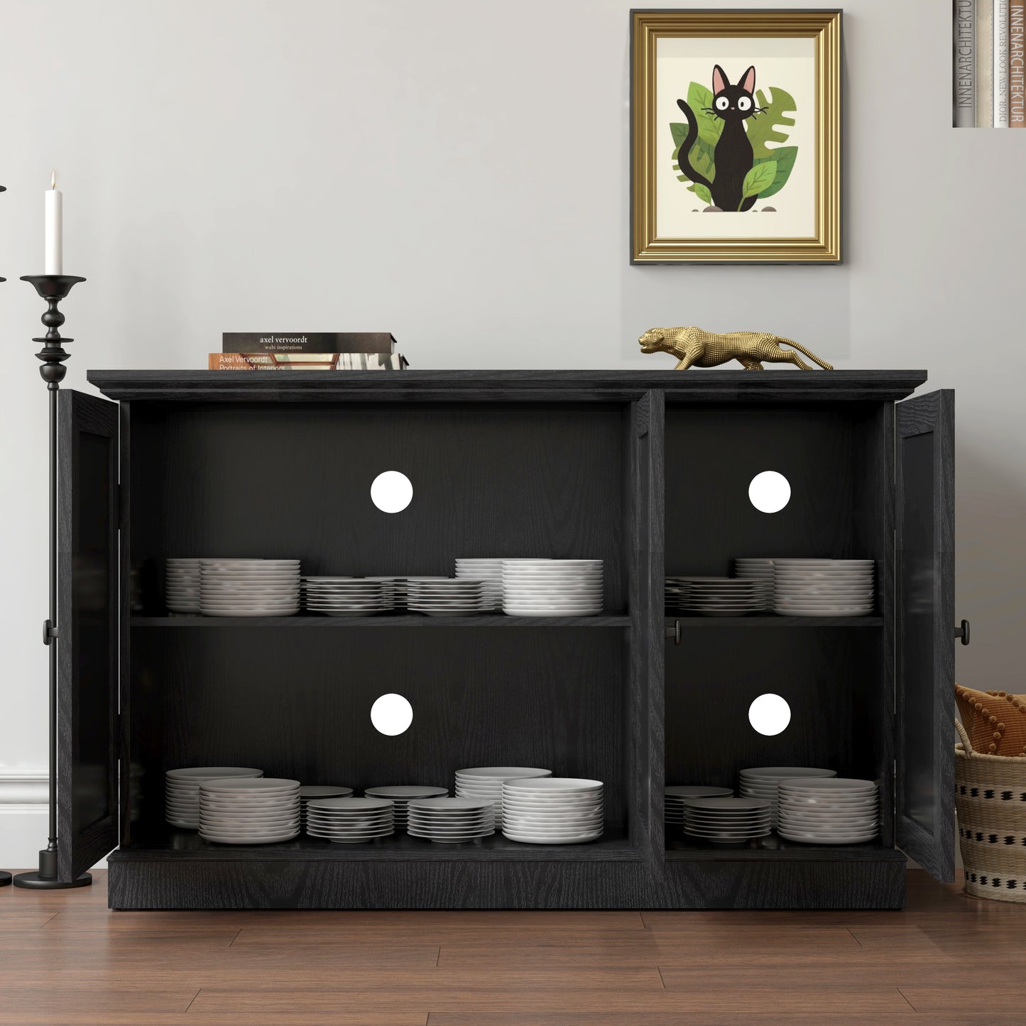 45 W Storage Cabinet With 3 Mirrored Acrylic Doors, Sideboard