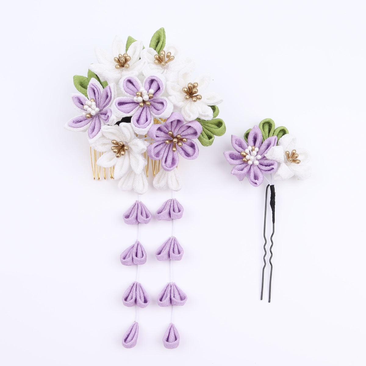 Floral Hair Comb Set - Japanese Style