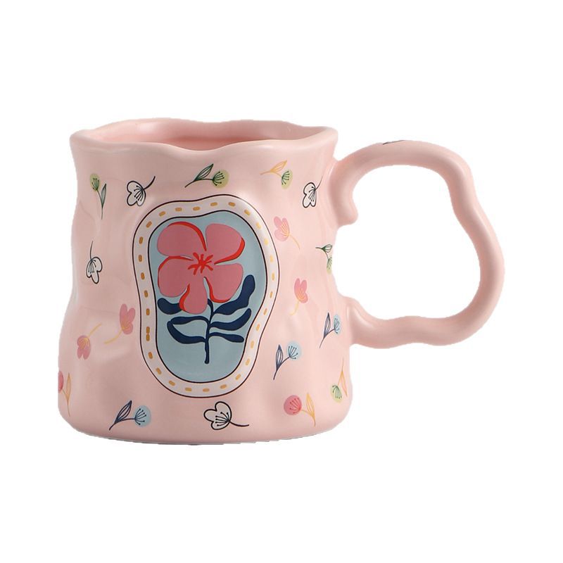 Ceramic Mug Ladies Milk Breakfast Cup 380ml - White Porcelain Drinkware