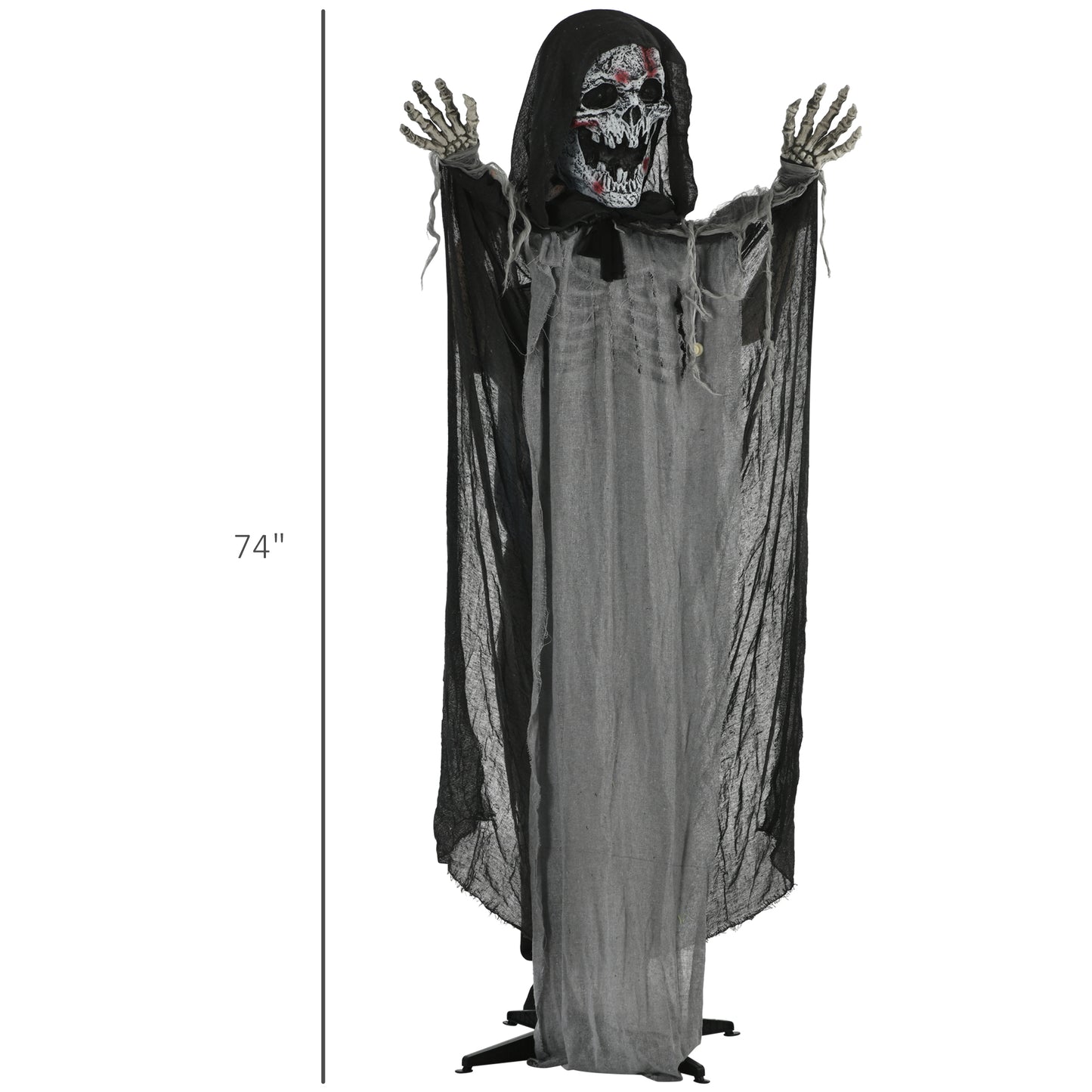 74" Life Size Animated Halloween Skeleton Witch Prop with Sound & Motion