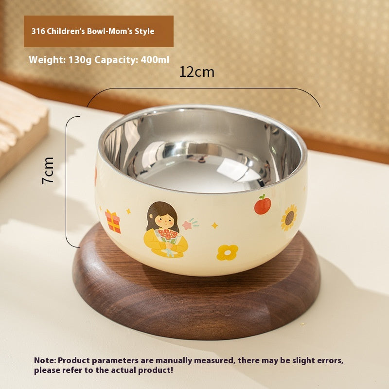 Children's Cartoon Stainless Steel Rice Bowl - Kids Dinnerware