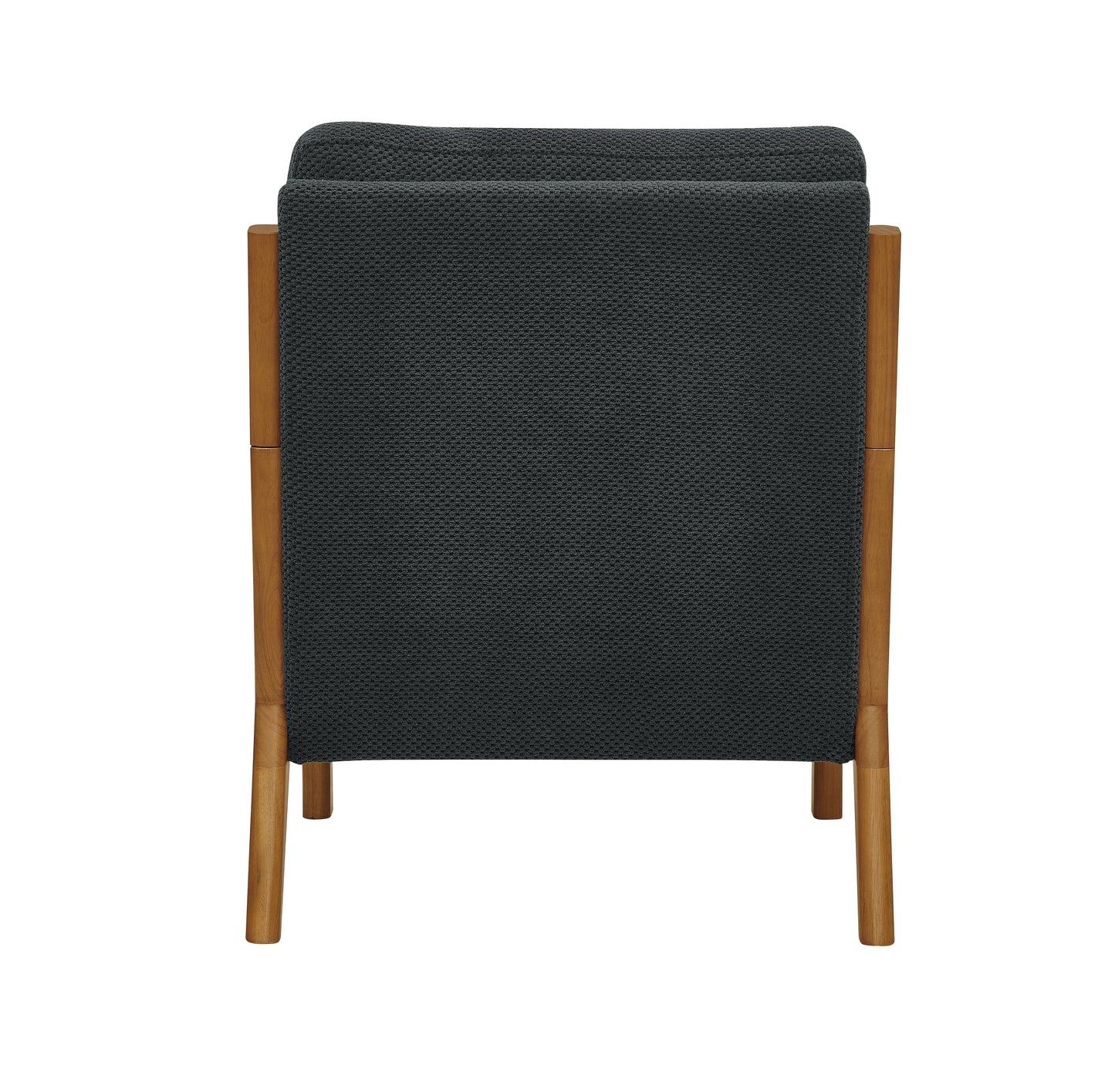 Mid-Century Modern Wooden Lounge Chair - Dark Gray Fabric