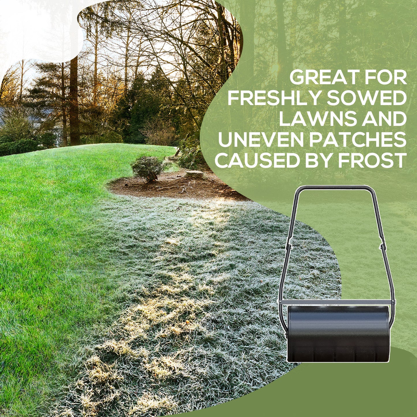 46L Water-Filled Lawn Roller with U-Handle for Garden and Sod Flattening