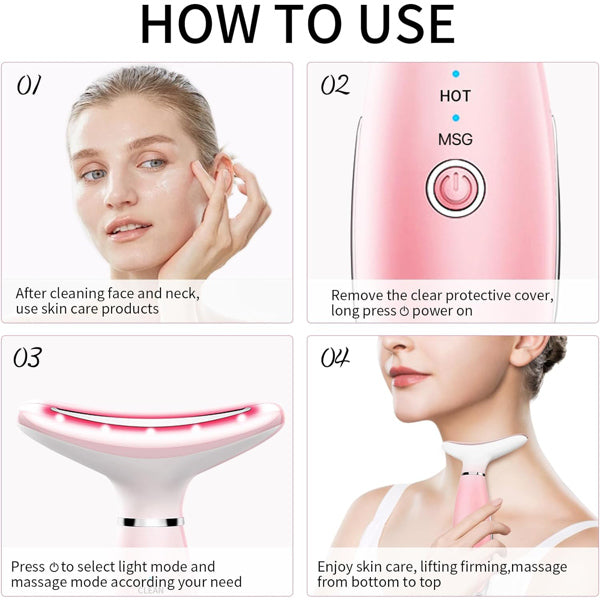 Rechargeable Facial and Neck Massager - 3-Mode Heated Skin Care Device