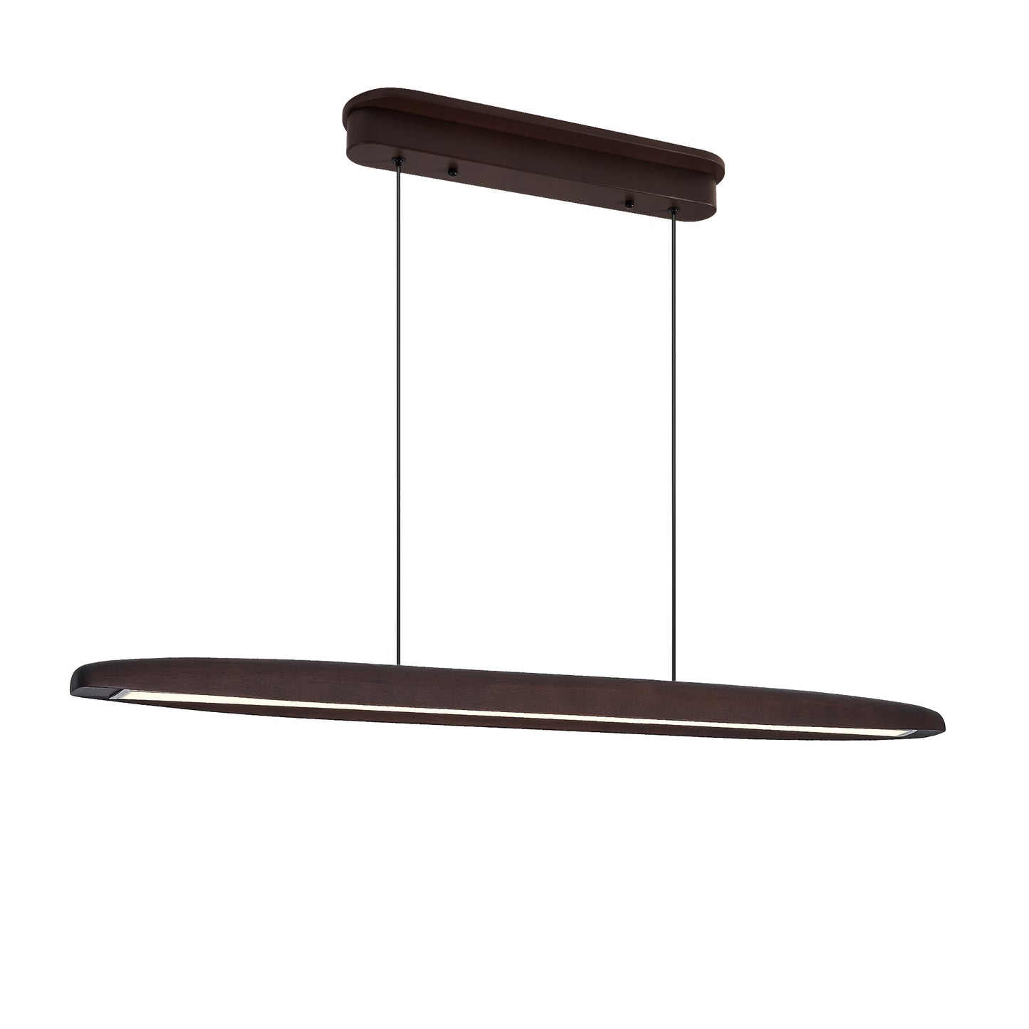 51-Inch LED Pendant Light with Remote Control - Walnut Finish