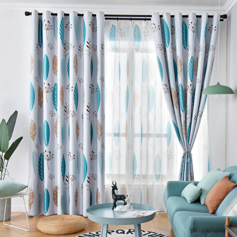 Nordic Style Leaf-Shading Curtain for Bedroom & Living Room - Modern Home Textile