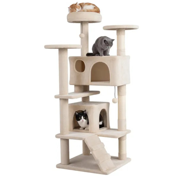 52-Inch Multi-Cat Cat Tree Tower with Perches, Condos & Scratching Posts
