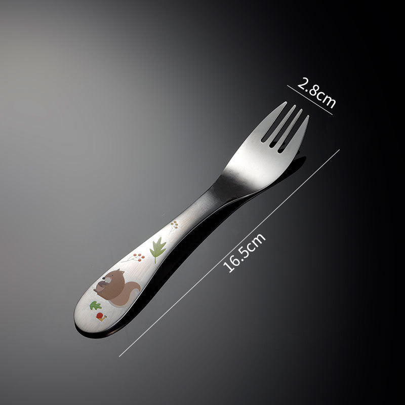Children's 4-Piece Stainless Steel Cutlery Set - Western Style, Cartoon Design
