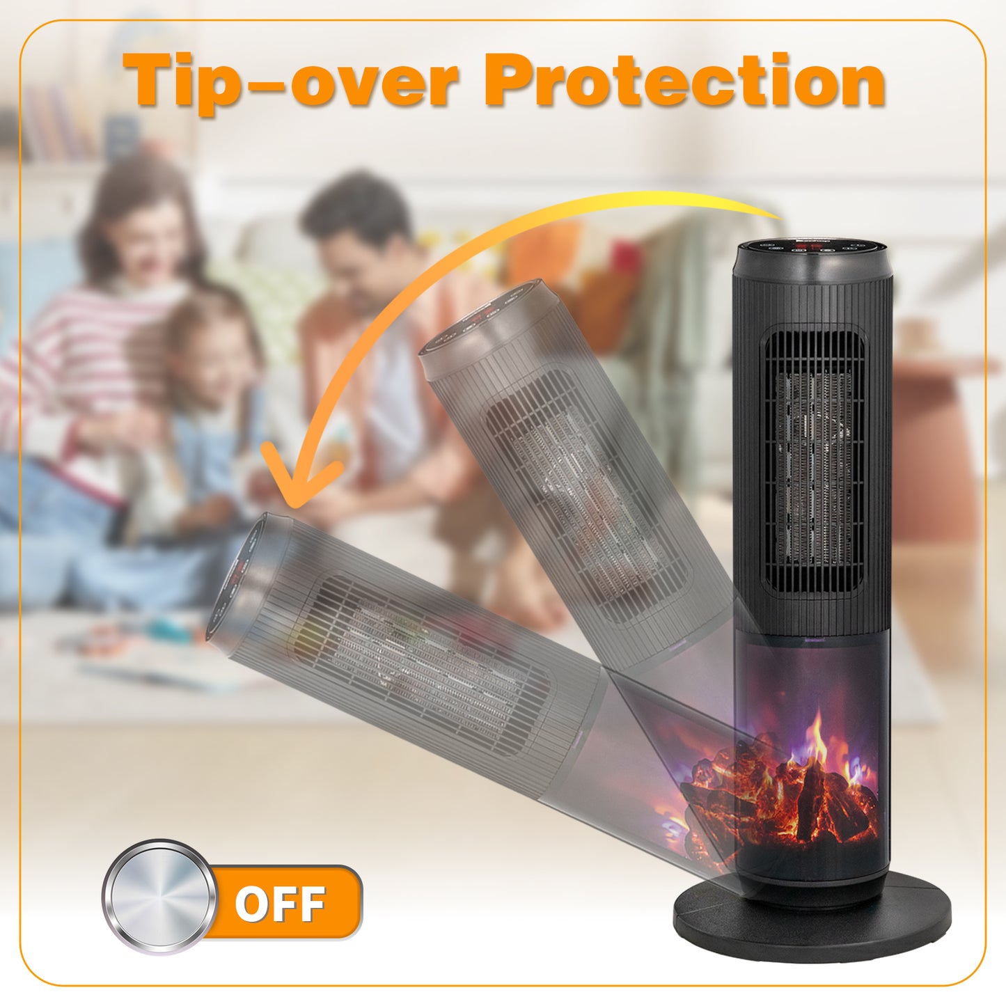 25-Inch Portable Tower Space Heater with Remote & 12H Timer - Black