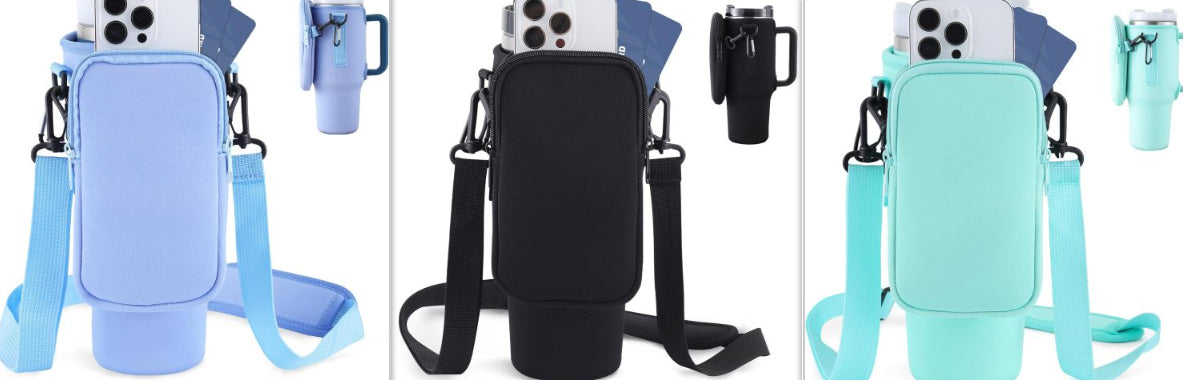 40oz Water Bottle Carrier with Adjustable Strap - Multiple Colors