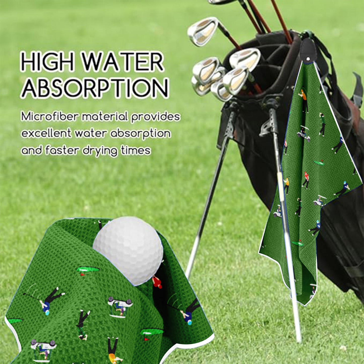 High Quality Microfiber Waffle Magnetic Golf Towel