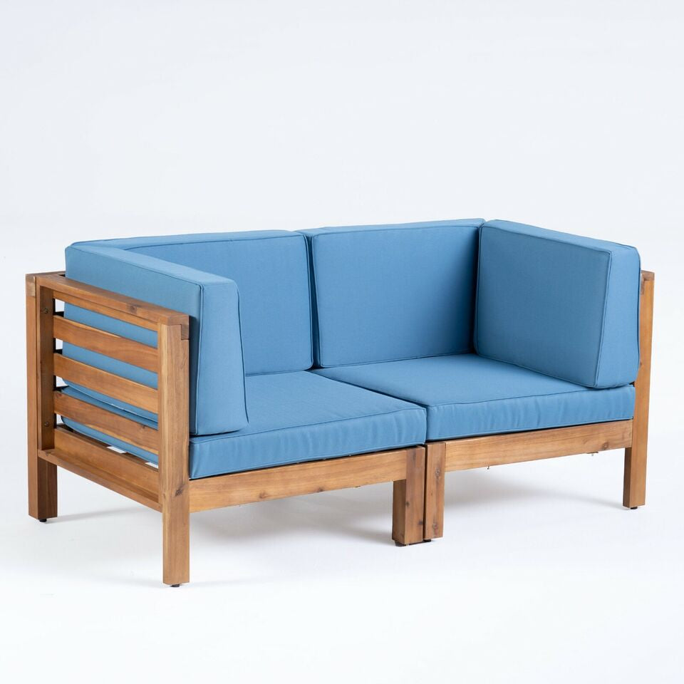OANA 2-Piece Loveseat Set - Stylish Acacia Wood - Blue