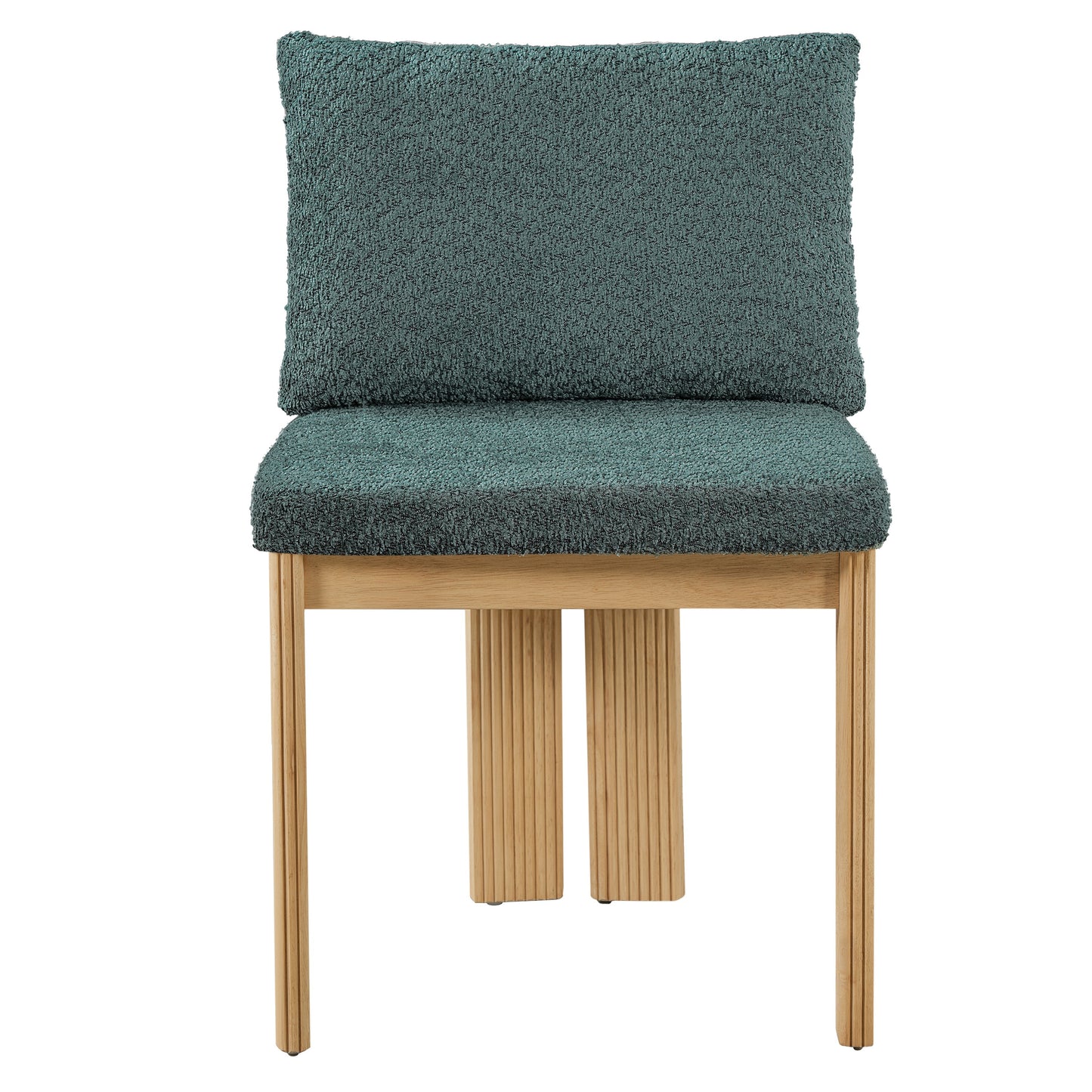 Indoor Boucle Dining Chair Set of 2 - Green Plush Upholstery