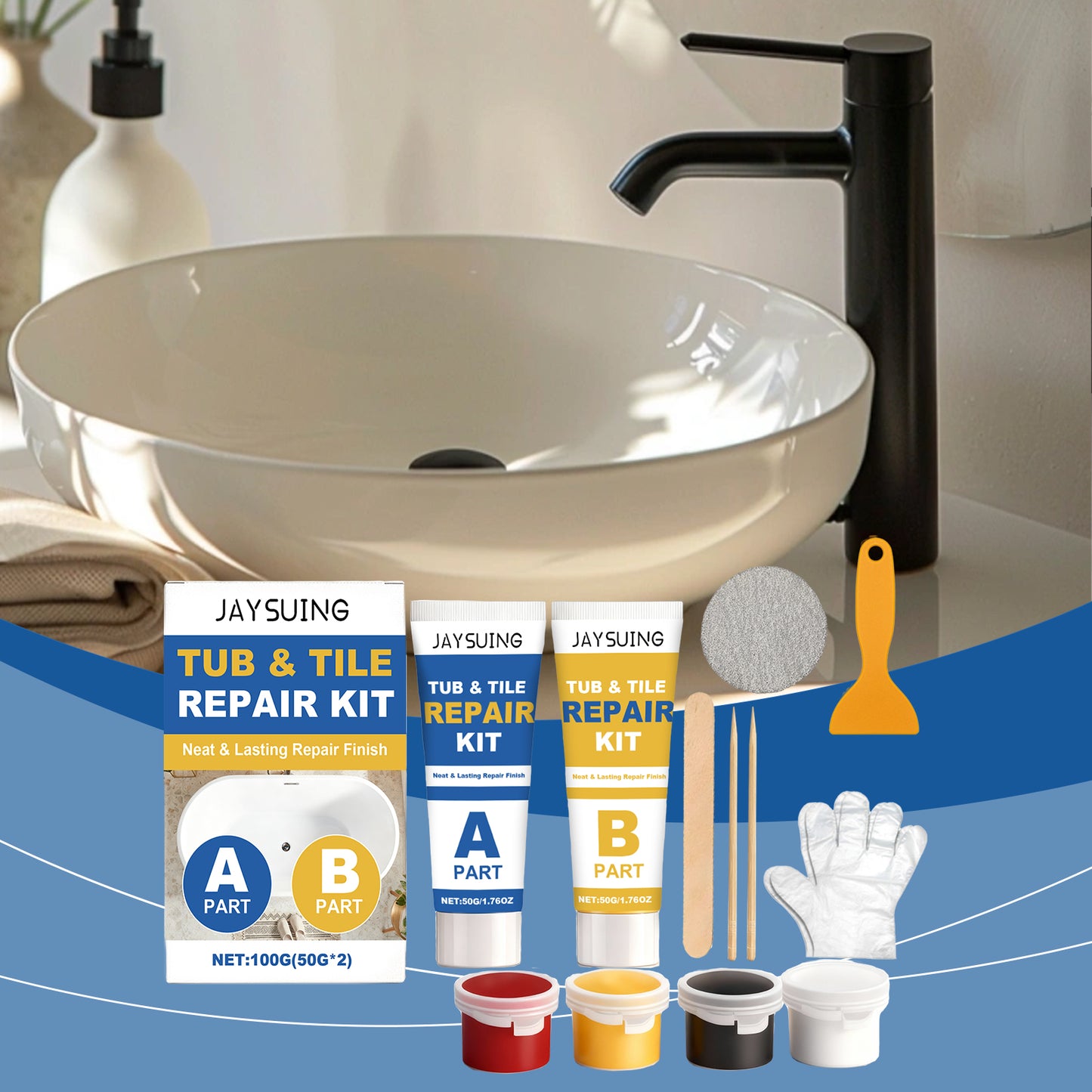 Ceramic Tile Repair Kit for Wall and Floor Tile Rejuvenation