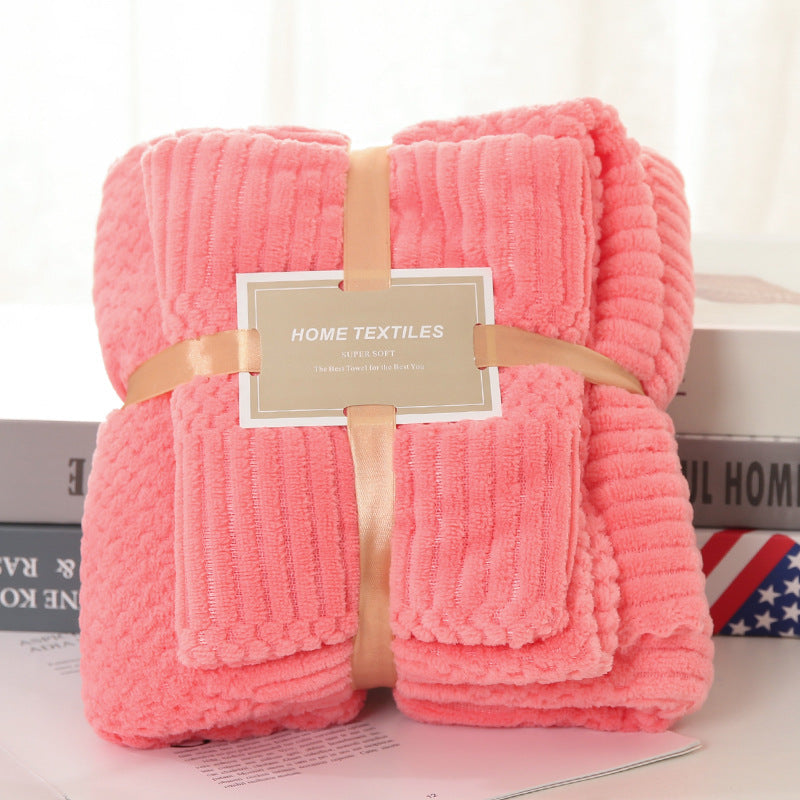Thick Coral Fleece Bath Towel - Household Shower & Beach Towel Set