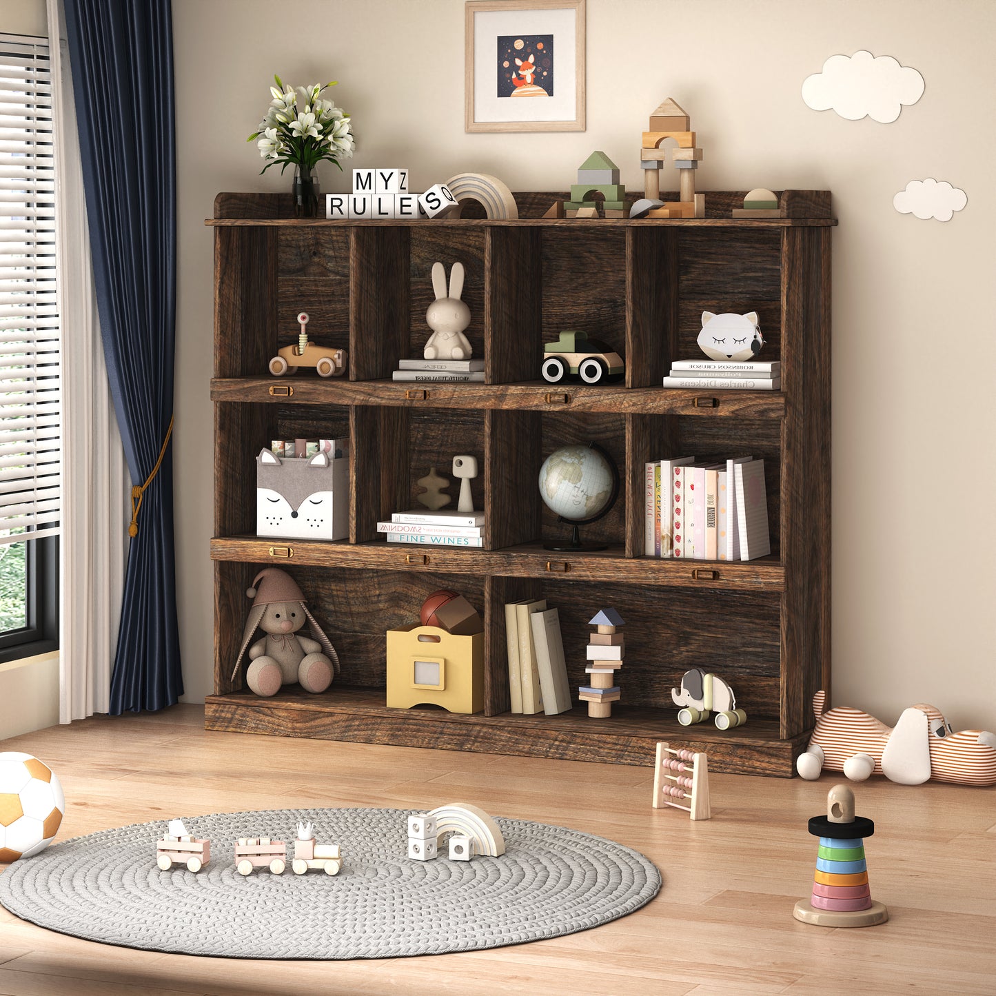 Espresso 10-Shelf Bookcase for Home Office Storage