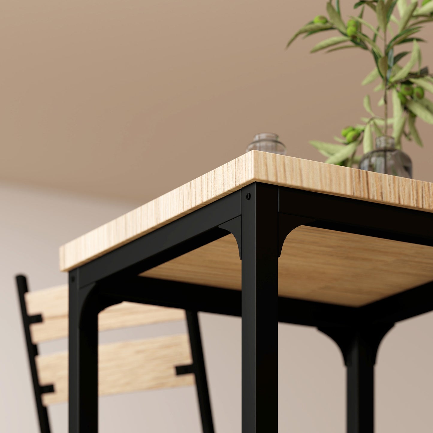 3-Piece Dining Table Set for 2 - Modern Kitchen Nook Furniture