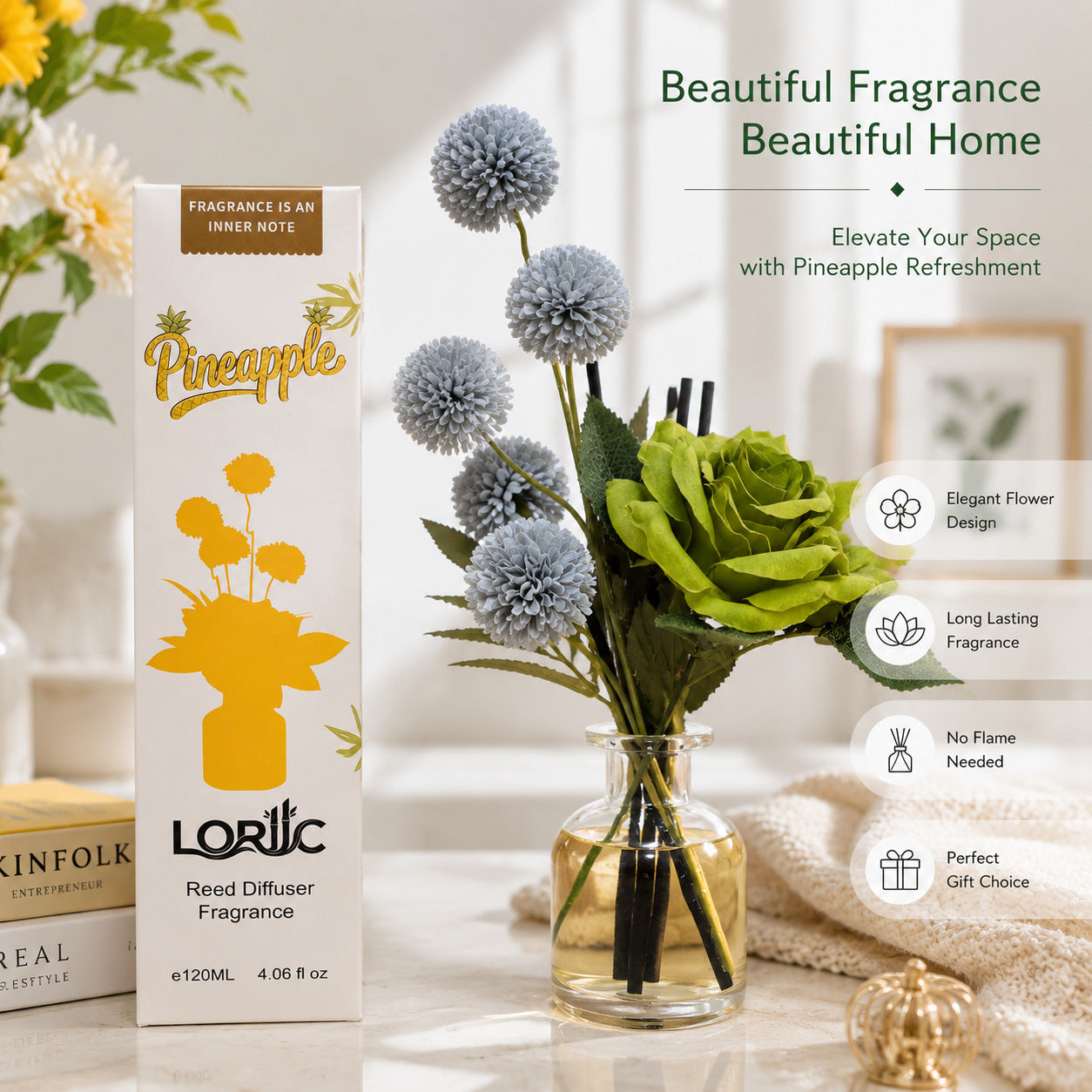 Gardenia Aromatherapy Essential Oil 120ml - Long-lasting Indoor Fragrance