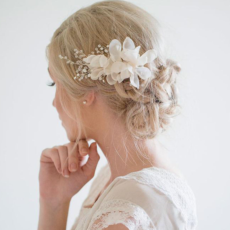 Bridal Crystal Flower Headdress - Silver