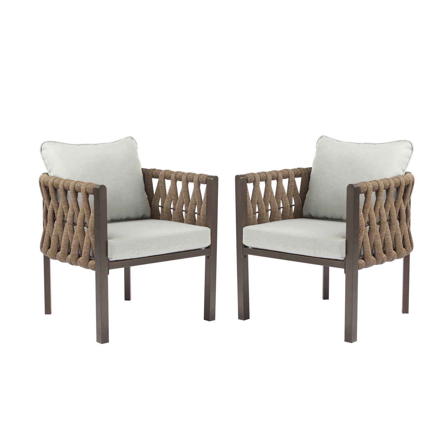 2-Pieces Outdoor Metal Patio Club Chair, Furniture Arm Chair With