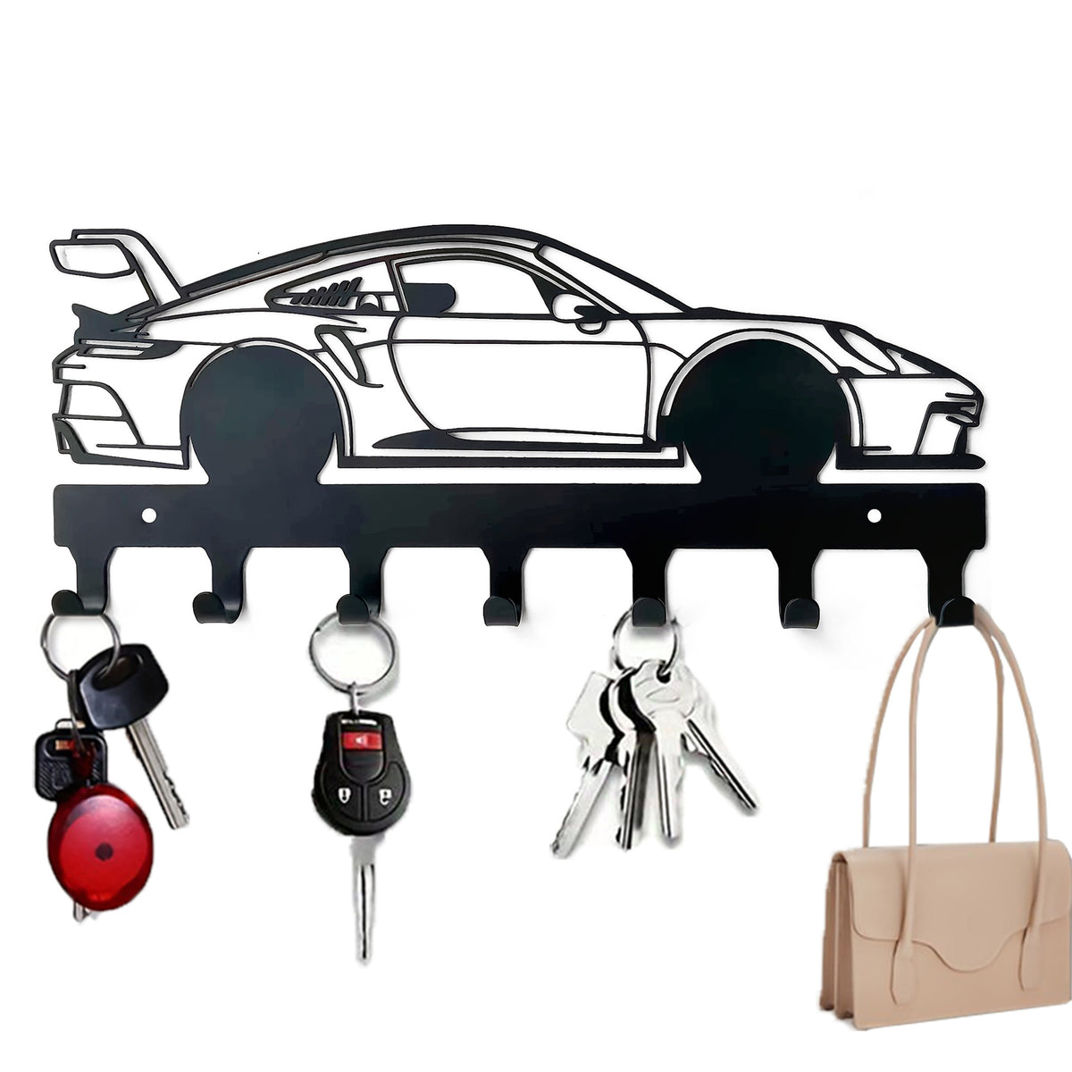 Metal Wrought Iron Car Silhouette Wall Hanging Decoration - Modern Minimalist Home Accent